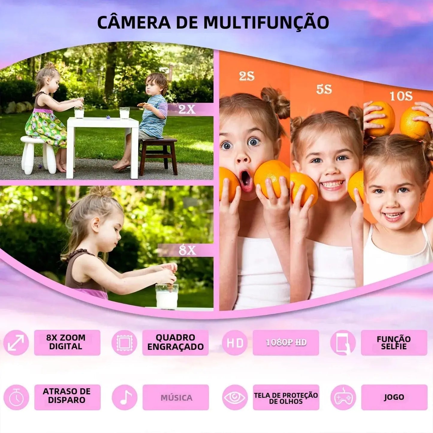 Mini Câmera Unicornio Roxa
