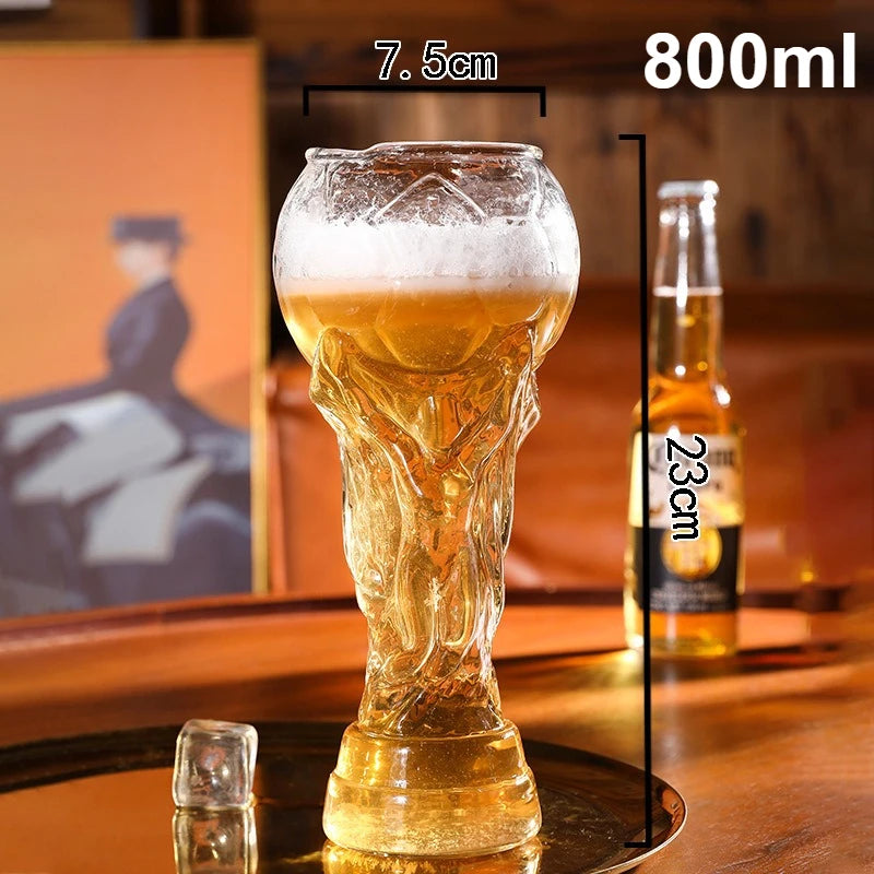 Copo de Cerveja em Formato de Troféu de Futebol Mundial, Vidro Borossilicato de Alta Qualidade, 450ml/600ml/800ml, Presente para Fãs para Jogos e Festas de Futebol 2026