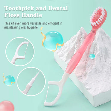 Yunchi explodido grânulo escova de dentes descartável limpeza inclui enxaguatório bucal portátil viagem escova de dentes com fio dental