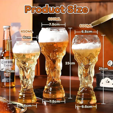 Copo de Cerveja em Formato de Troféu de Futebol Mundial, Vidro Borossilicato de Alta Qualidade, 450ml/600ml/800ml, Presente para Fãs para Jogos e Festas de Futebol 2026