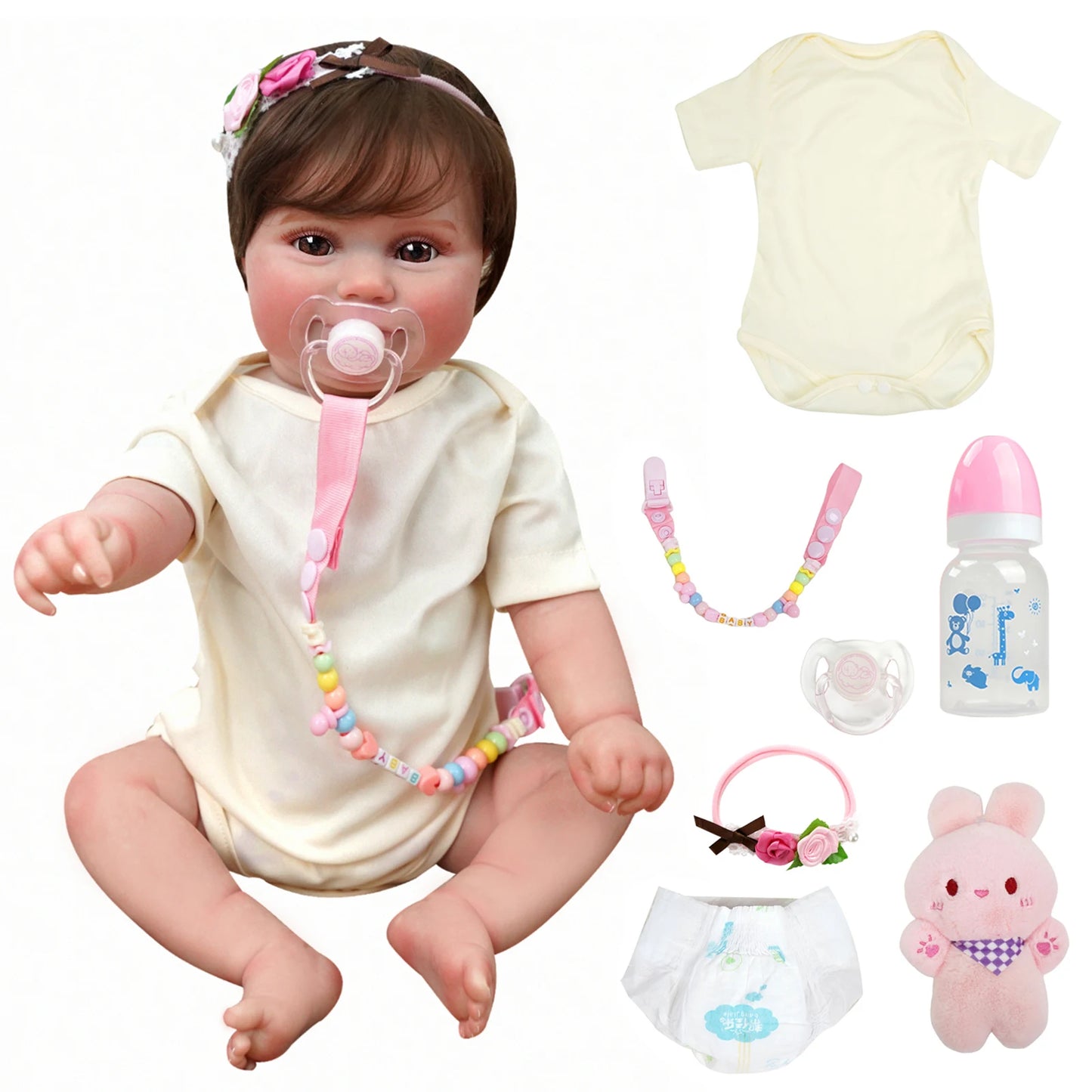 Boneca Reborn Realista de Silicone 48cm para Meninas