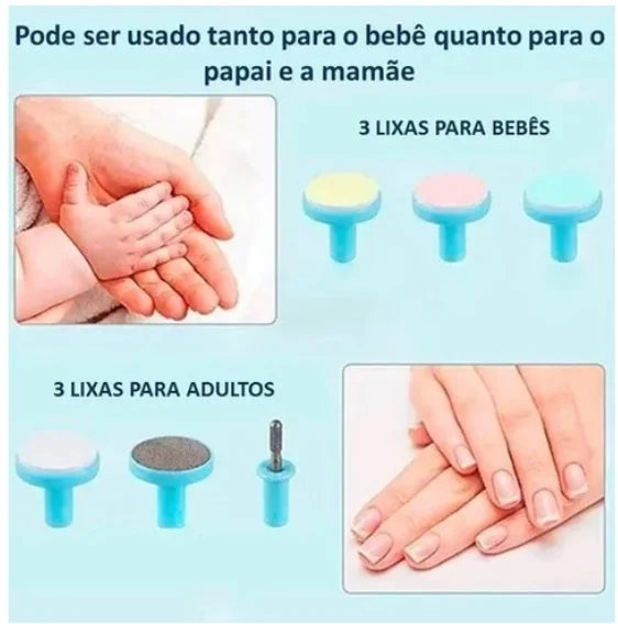 Cortador Aparador Lixador De Unha Bebê Criança Infantil Elétrico C/6 Refis - Neverdie Store