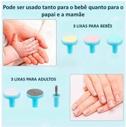 Cortador Aparador Lixador De Unha Bebê Criança Infantil Elétrico C/6 Refis - Neverdie Store