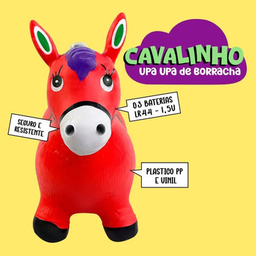 Cavalinho Upa Upa Pula Com Musical - Sem Bomba