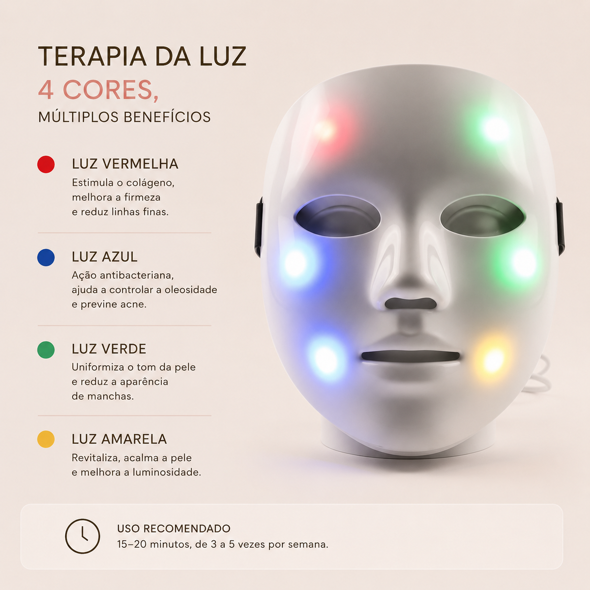 Aparelho de LED Facial - Máscara Terapêutica