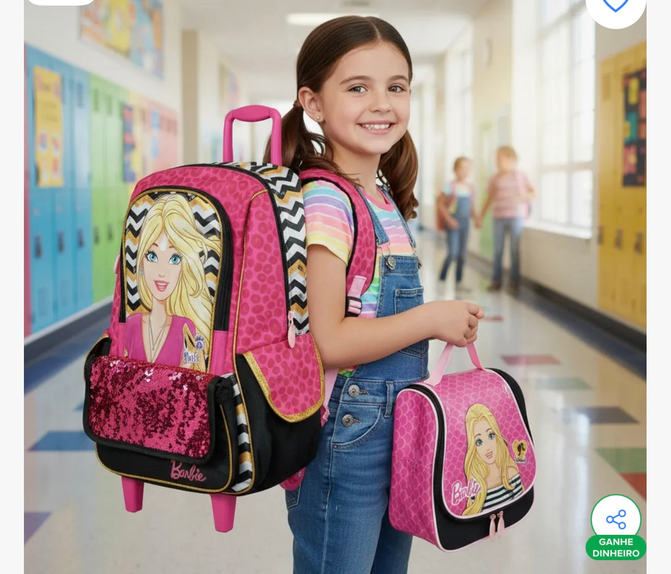 Kit Mochila Escolar Barbie com Rodinhas 2 Peças