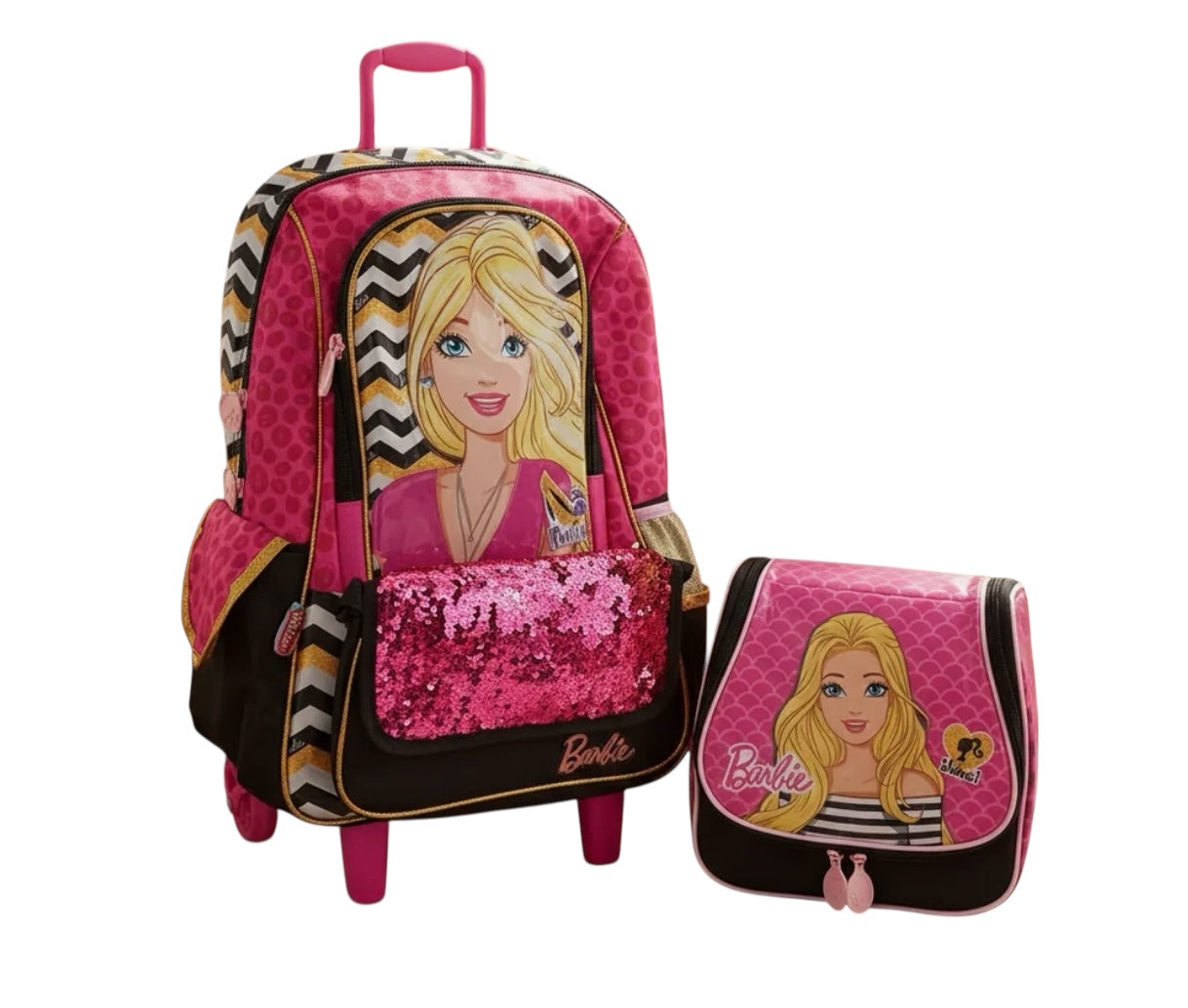 Kit Mochila Escolar Barbie com Rodinhas 2 Peças