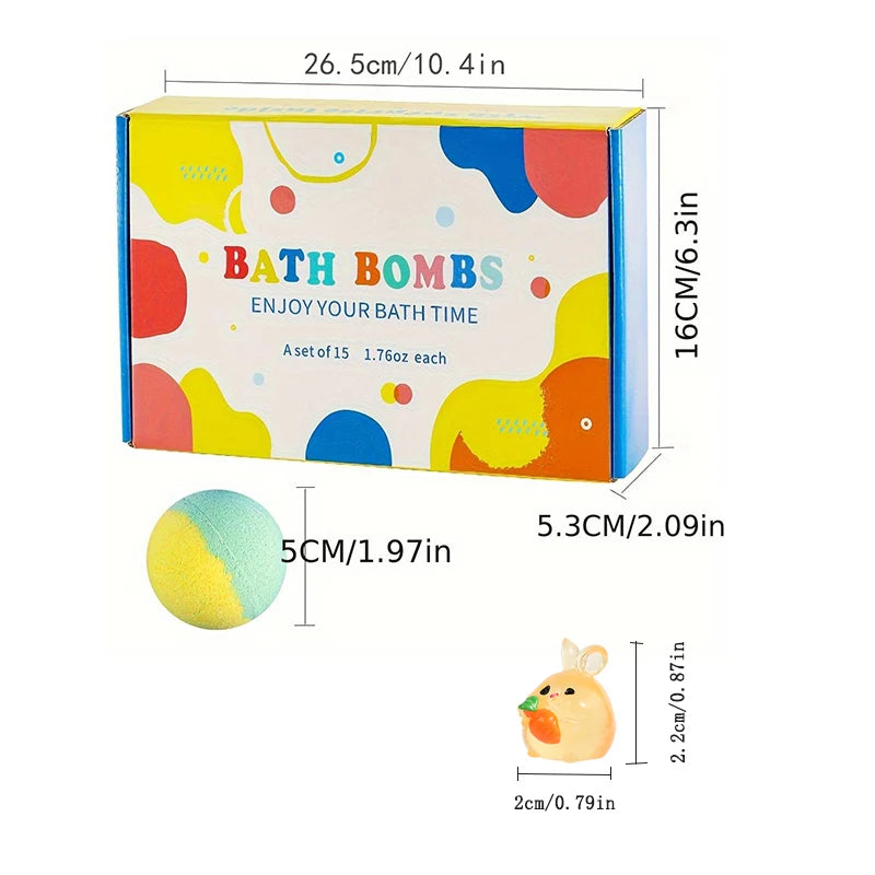 Bombas de banho para crianças com surpresa dentro, conjunto de presente de bombas de banho para crianças de 15 pacotes, banho de bolhas orgânico natural para crianças, gasoso com brinquedo de banho
