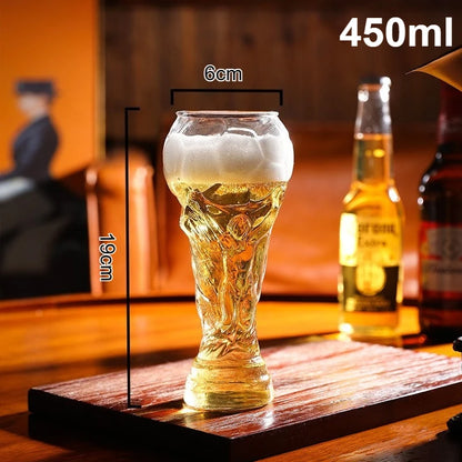 Copo de Cerveja em Formato de Troféu de Futebol Mundial, Vidro Borossilicato de Alta Qualidade, 450ml/600ml/800ml, Presente para Fãs para Jogos e Festas de Futebol 2026