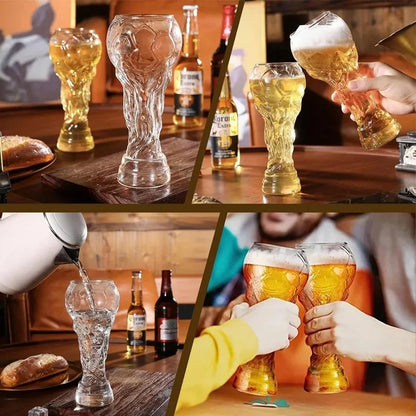 Copo de Cerveja em Formato de Troféu de Futebol Mundial, Vidro Borossilicato de Alta Qualidade, 450ml/600ml/800ml, Presente para Fãs para Jogos e Festas de Futebol 2026