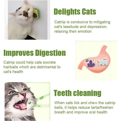 Abacate De Brinquedo Para Gatos Com Catnip Erva Gato Natural Bola de Lamber Limpeza dos Dentes Lanche