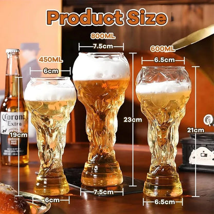 Copo de Cerveja em Formato de Troféu de Futebol Mundial, Vidro Borossilicato de Alta Qualidade, 450ml/600ml/800ml, Presente para Fãs para Jogos e Festas de Futebol 2026