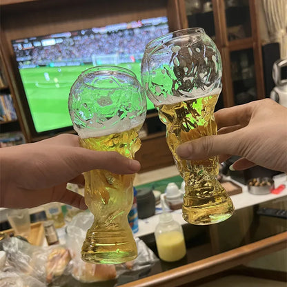 Copo de Cerveja em Formato de Troféu de Futebol Mundial, Vidro Borossilicato de Alta Qualidade, 450ml/600ml/800ml, Presente para Fãs para Jogos e Festas de Futebol 2026