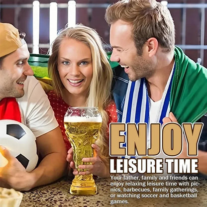 Copo de Cerveja em Formato de Troféu de Futebol Mundial, Vidro Borossilicato de Alta Qualidade, 450ml/600ml/800ml, Presente para Fãs para Jogos e Festas de Futebol 2026