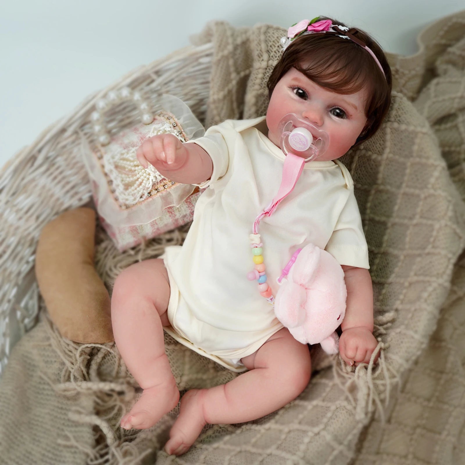 Boneca Reborn Realista de Silicone 48cm para Meninas
