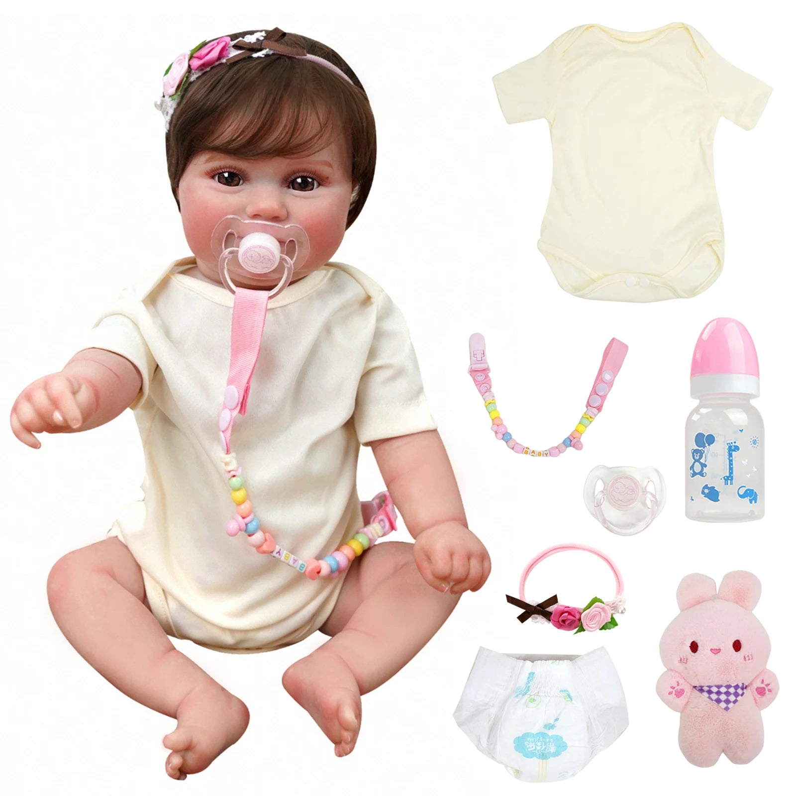Boneca Reborn Realista de Silicone 48cm para Meninas